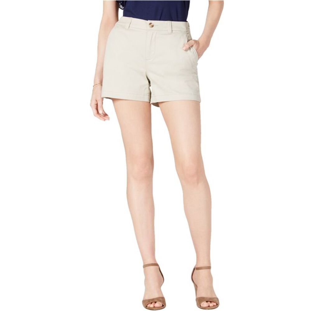 maison Jules Womens Flat Front Casual Chino Shorts, Beige, 0, DM